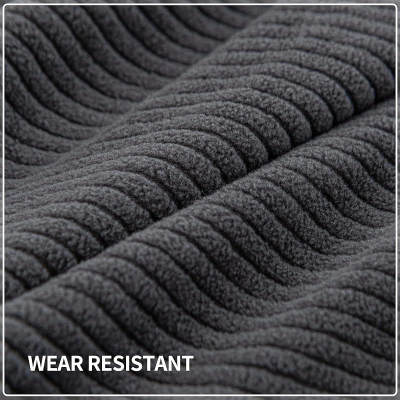 Couch Cushion Covers for L-Shaped Sofa 4Pcs Dark Gray Striped Pattern S+Chaise Cover