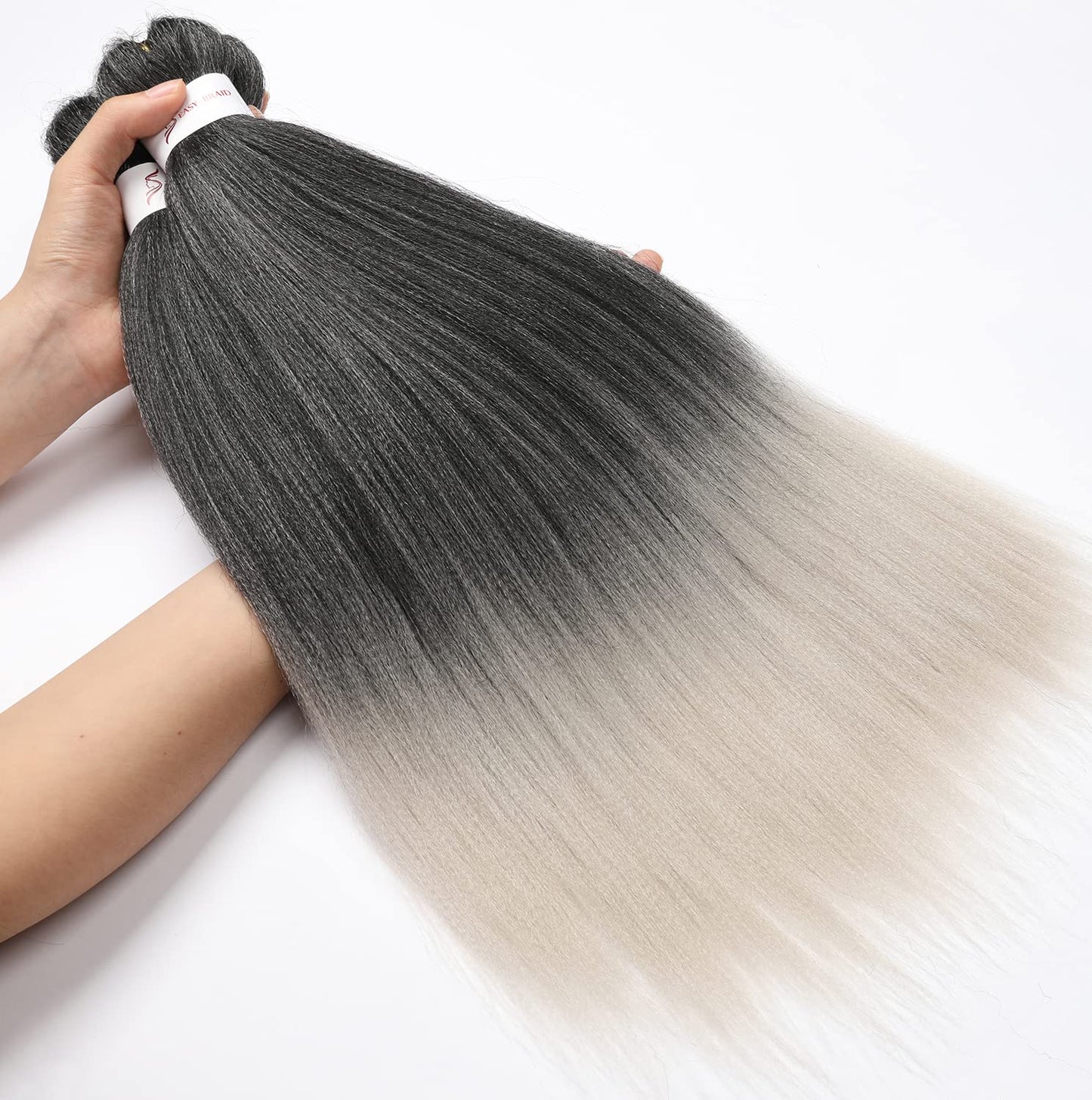 8 Packs 20-Inch Ombre Pre-Stretched Braiding Hair - Soft Yaki Texture Extensions