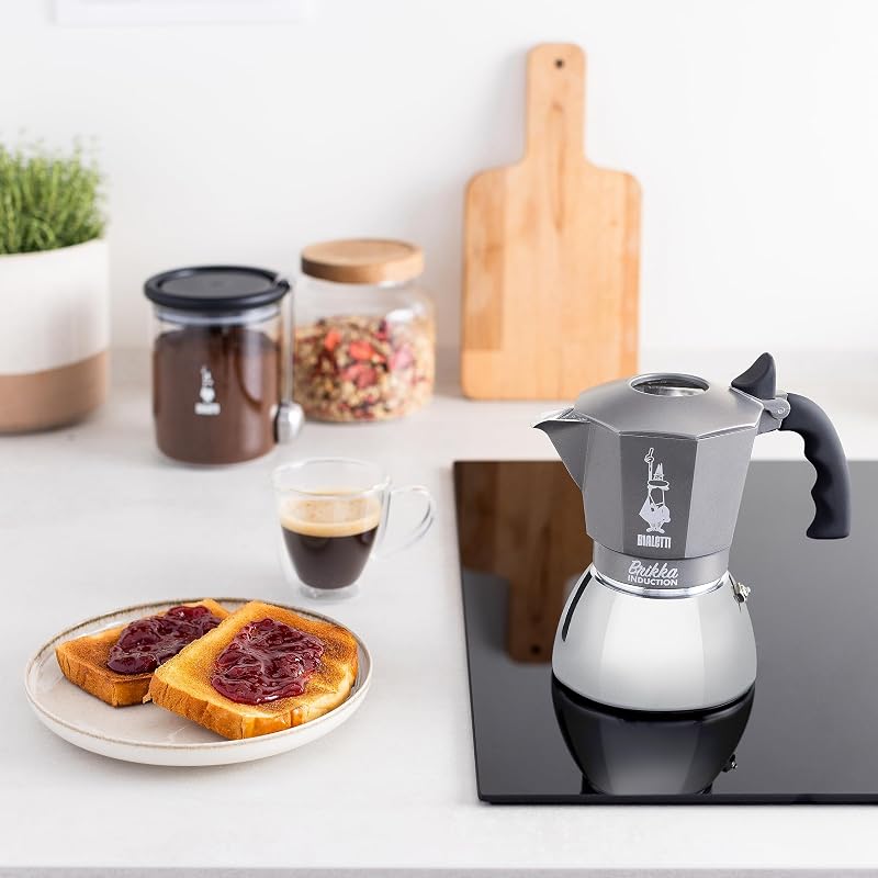 Brikka Induction 4-Cup Coffee Maker - Espresso Bar Style, 170ml, Silver (Variation: 4 tazze+BRIKKA INDUCTION)