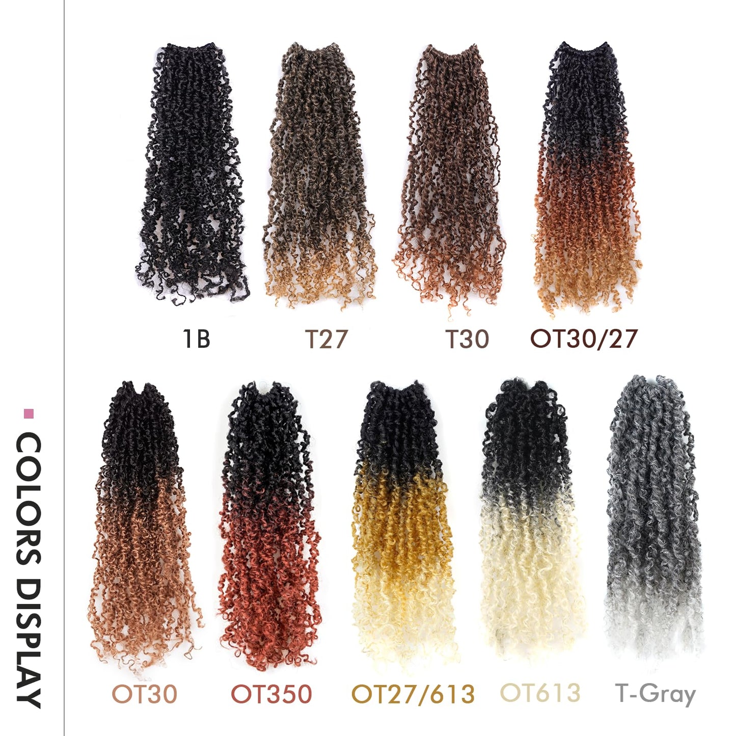 Toyotress Yanky Twist Crochet Hair - 16 Inch 2 Packs (30 Strands/Pcs) Fluffy Spring Mini Twist Passion Twist, Natural Black Pre-Looped Crochet Braids Braiding Hair (16 Inch, 1B-2P)