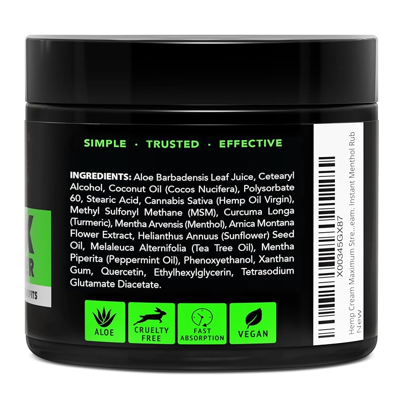 Unscented Magic Hemp Cream with Hemp Oil, Turmeric & Arnica – Cooling topical 16oz