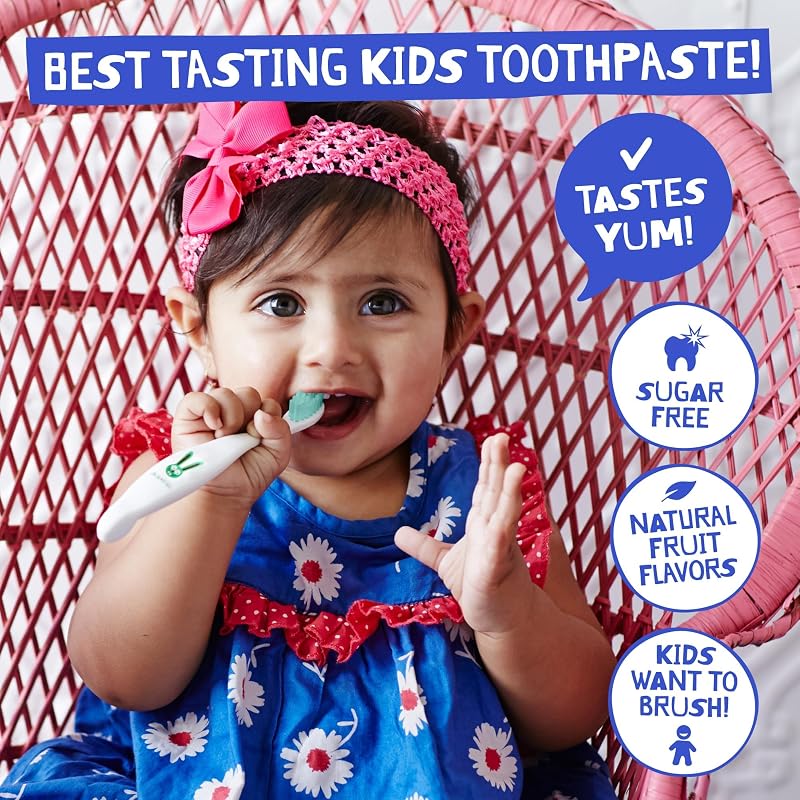 Jack N Jill Fluoride Free Kids Toothpaste Variety Pack 1.76 oz (Pack of 3) - 11 Flavors