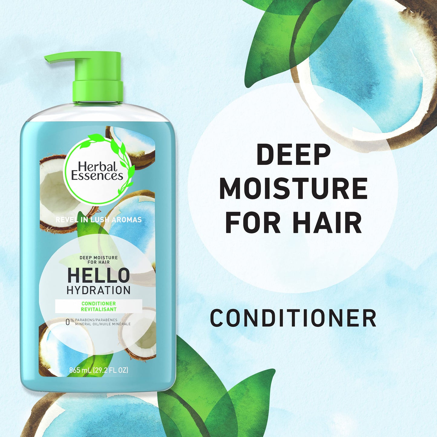 Herbal Essences Moisturizing Shampoo and Conditioner Set, Paraben Free, Hello Hydration, Safe for Color-Treated Hair, Coconut, Blue, 29.2 fl oz