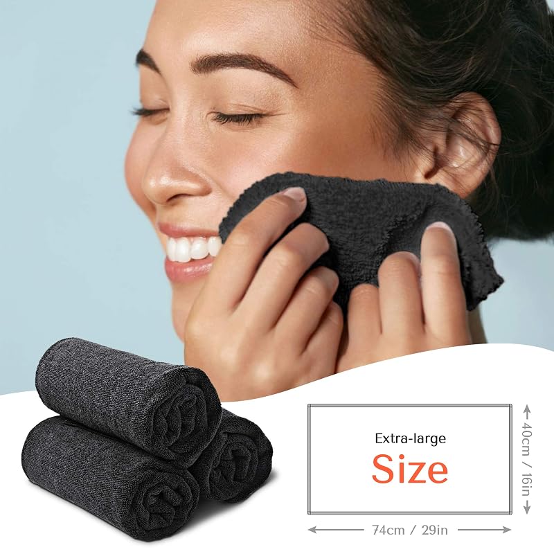TASALON 10-Pack Microfiber Salon Hair Towels 29 x 16 Inches - Ultra-Soft Black