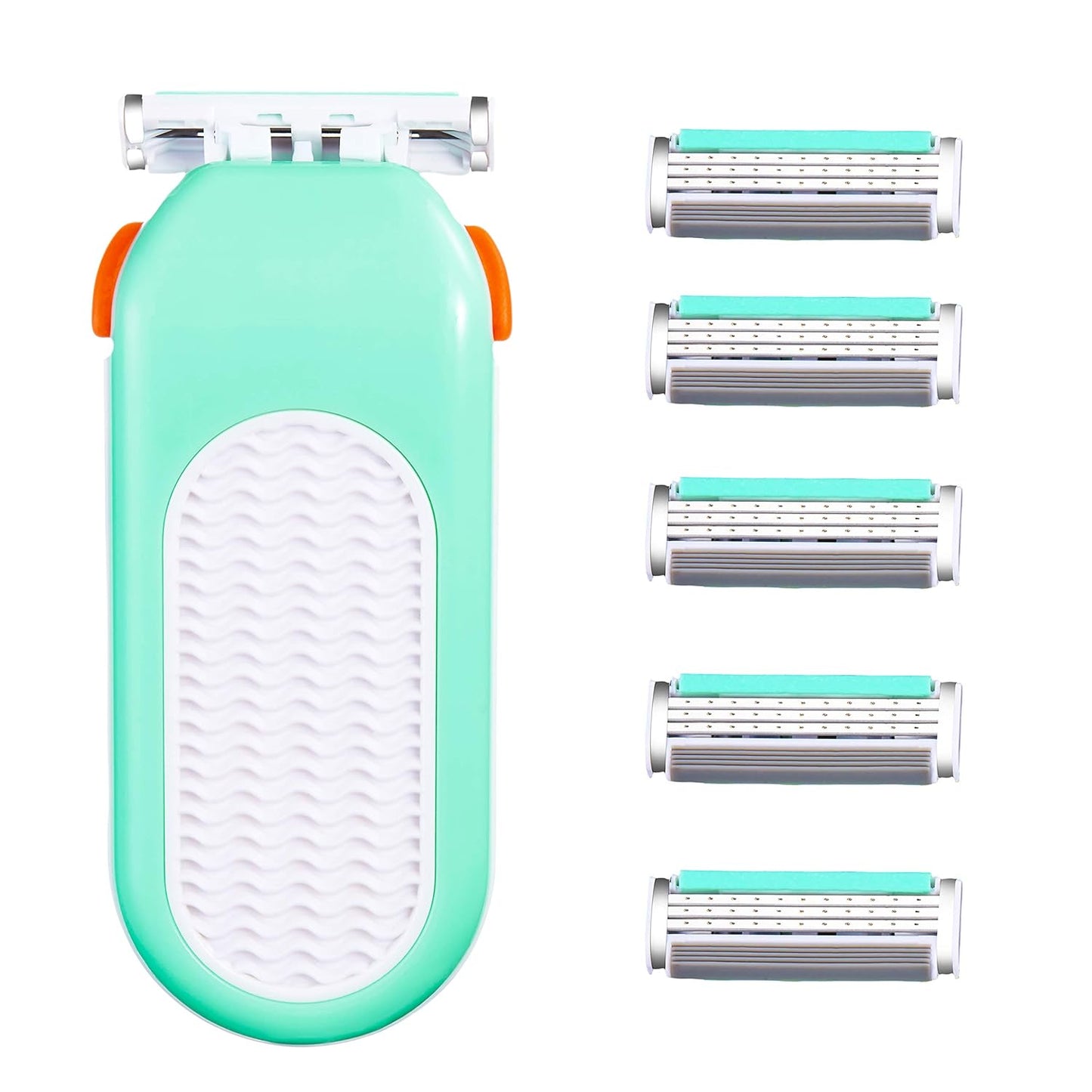 Domon Women's Razor Set - 6 Refills, 3-Blade Shaver for Face, Legs & Bikini Area