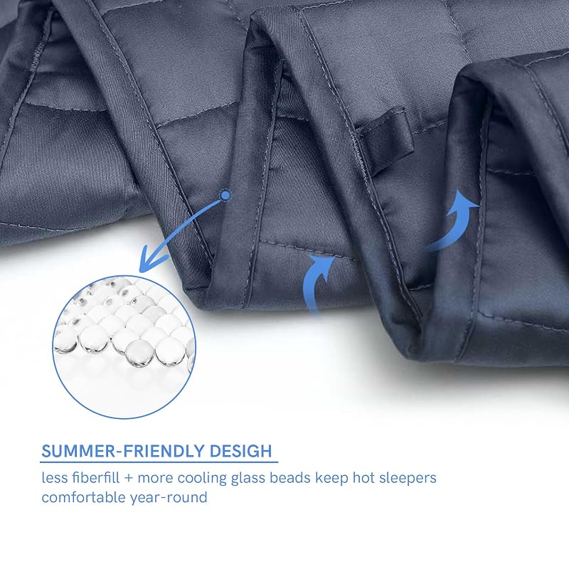 YnM Exclusive Blue Grey 60x80 25 lb Cooling Weighted Blanket for Adults