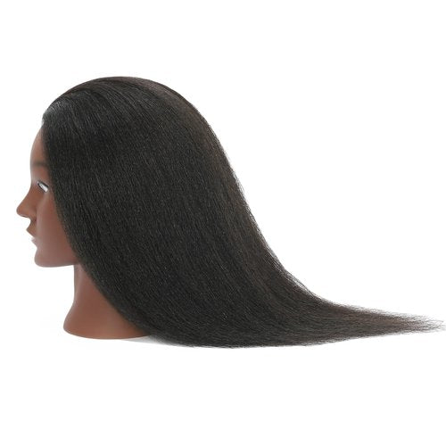 TIANYOUHAIR Mannequin Head 100% Human Hair Cosmetology Manikin Doll Training Head with Stand for Hairdresser Practice Braiding Styling Coloring Bleaching Dyeing Cutting Updos Display