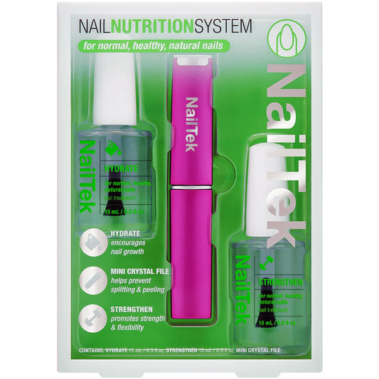 Nail Tek Nutrition Kit – Nail Strengthener and Growth Polish Treatment with Mini Crystal File, Nail-Repair for Damaged Nails, 2 x 0.5 fl oz