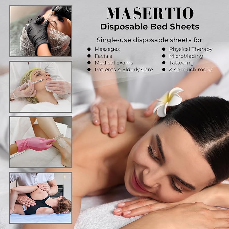Disposable Massage Bed Cover - 2 Rolls, 60 Sheets/Roll, 31.5 x 71 in, Non-Woven Waterproof Covers