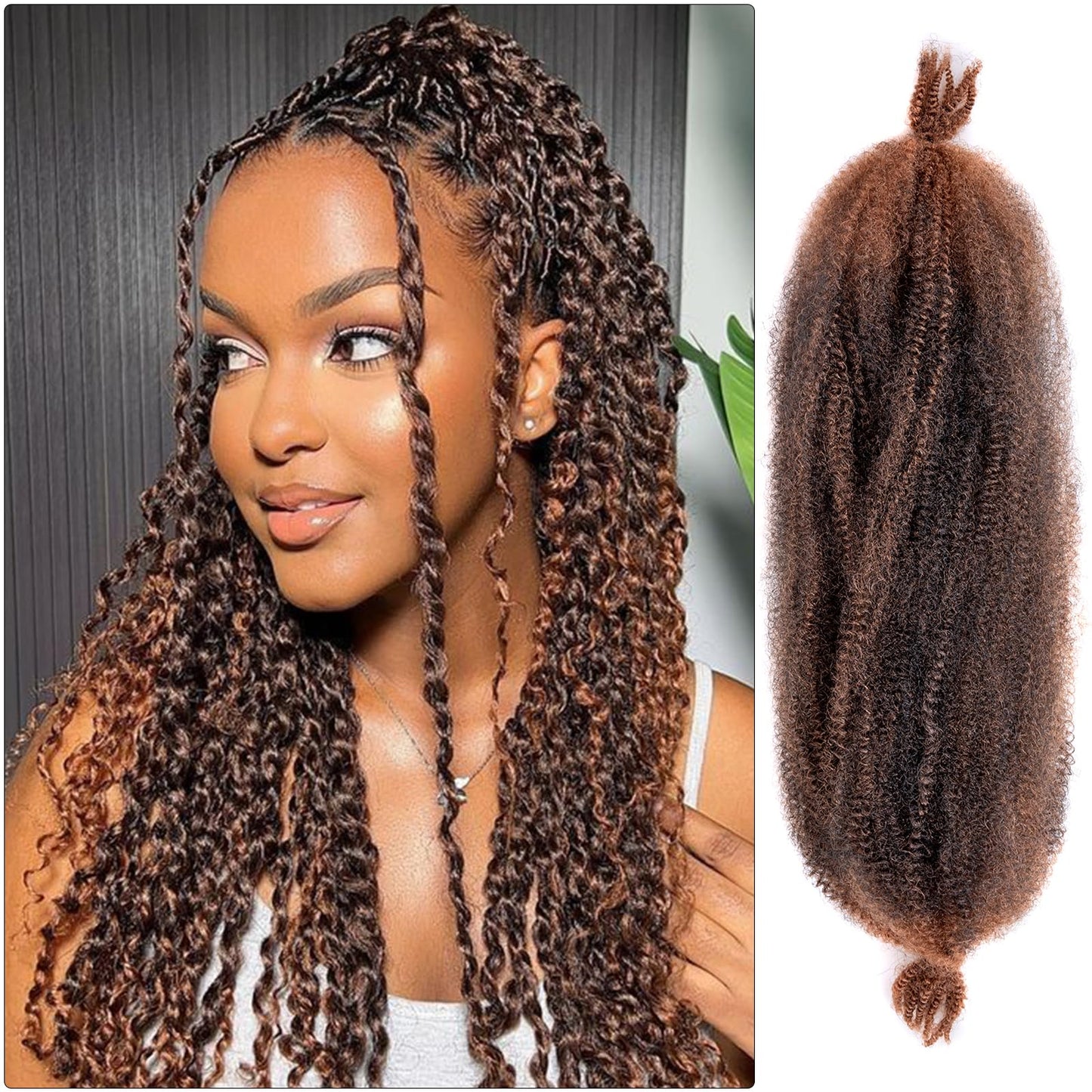 ROKTRESS Afro Spring Twist Hair 16 Inch 8packs Springy Marley Braiding For Faux Locs Pre Separated Black Women (16inch,T30)