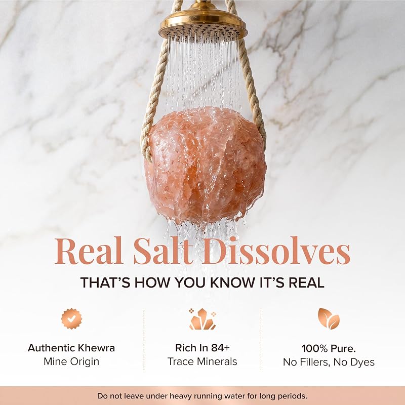 Himalayan Salt Buddy 4 lb Hanging Mineral Stone for Shower & Bath – Large Salt Rock for Soaks & Home Spa