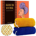 African Net Sponge Authentic - 2 Pieces Real African Exfoliating Sponge with Knots - Afro Back Scrub Net for Body Exfoliator - Bath Washcloth for Shower