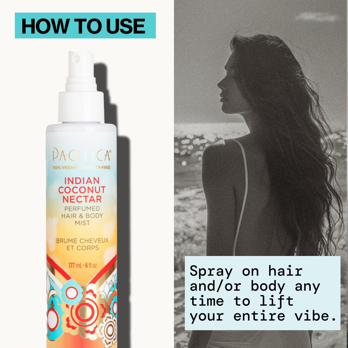 Pacifica Beauty, Indian Coconut Nectar Hair Perfume & Body Spray, Coconut and Creamy Vanilla Scent, Natural & Essential Oils, Alcohol Free, Clean Fragrance, Vegan & Cruelty Free