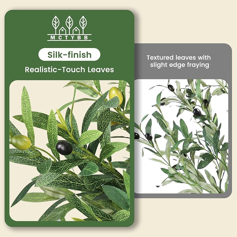 MCTYBB 6ft Olive Trees Artificial Indoor with White Planter - Triple-Trunk