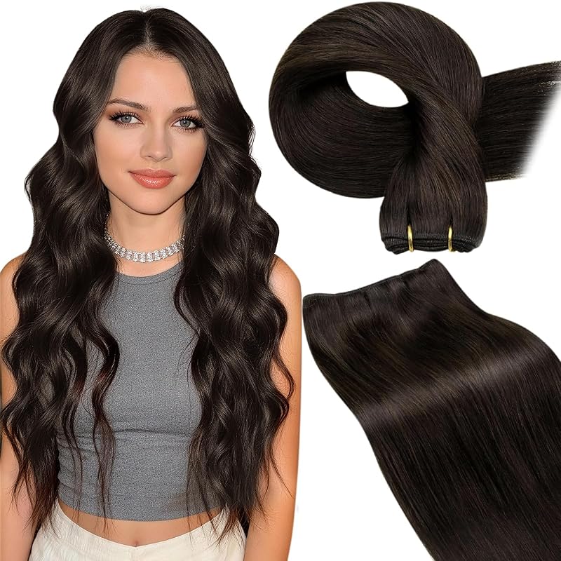 Dark Brown 12 Inch 80g Sew-in Hair Extensions Real Remy Human Hair - Variation 2 HW