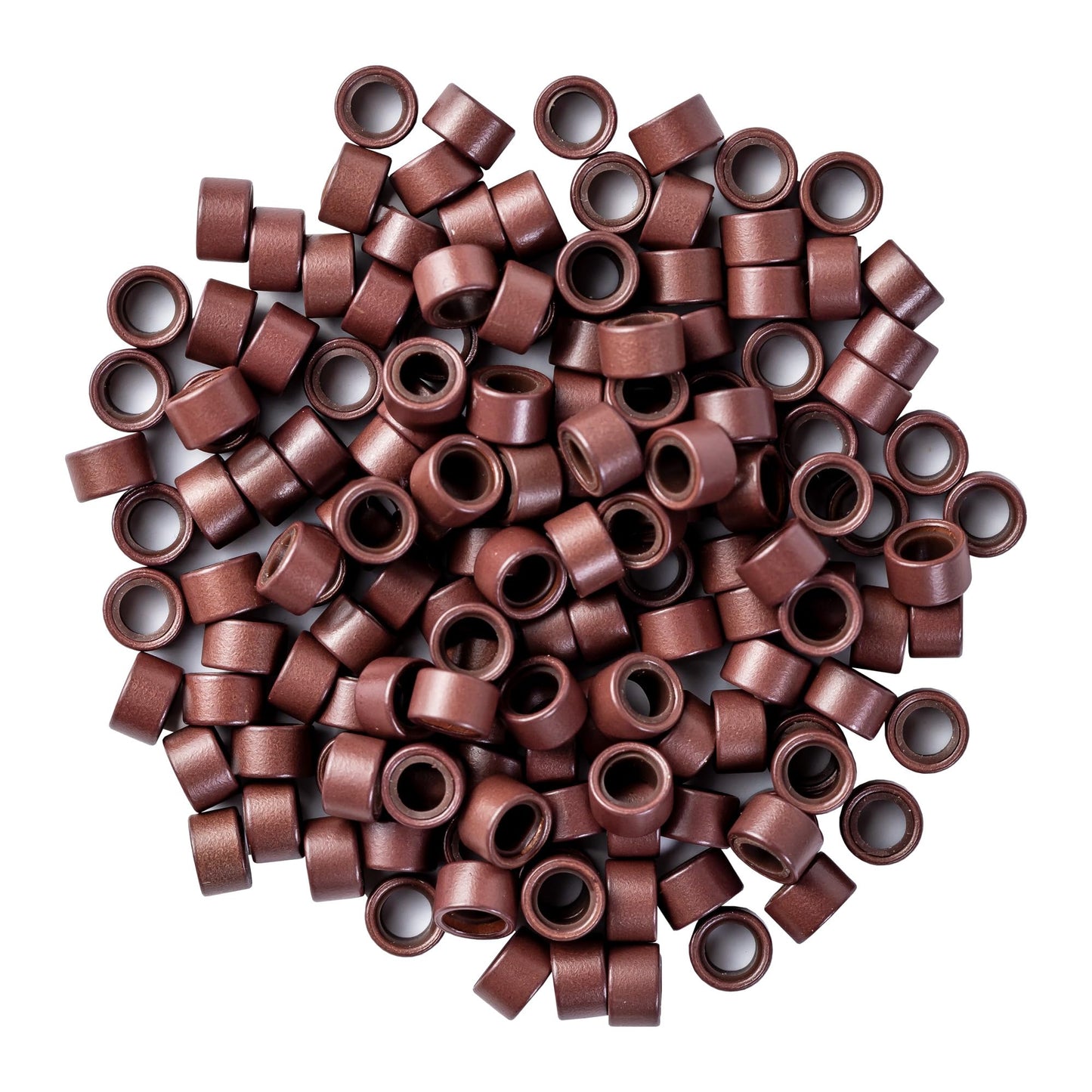 Big Kizzy 1000pcs Brown Silicone Lined Microlink Beads for Weft Hair Extensions, 5.0mm for invisible extension application