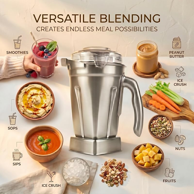 48oz Stainless Steel Blender Pitcher Replacement for Vitamix
