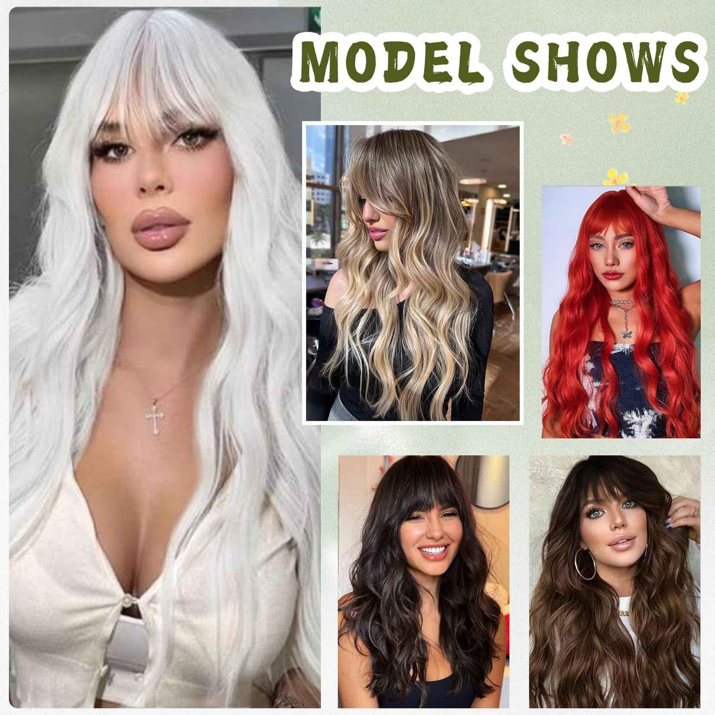 Long Ombre Blonde Wavy Wig With Bangs for Women 26 Inch Curly Wavy Wig With Bangs Natural Looking Synthetic Heat Resistant Fiber Wig for Daily Party Use