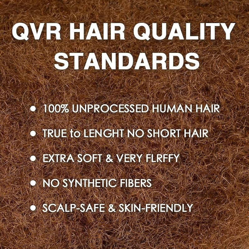 Queen Virgin Remy QVR Pro Afro Kinky Curly Human Hair Bulk for Dreadlocks, 12 Inch, 50 Grams - Auburn Brown (Variation: Auburn Brown+12 Inch)