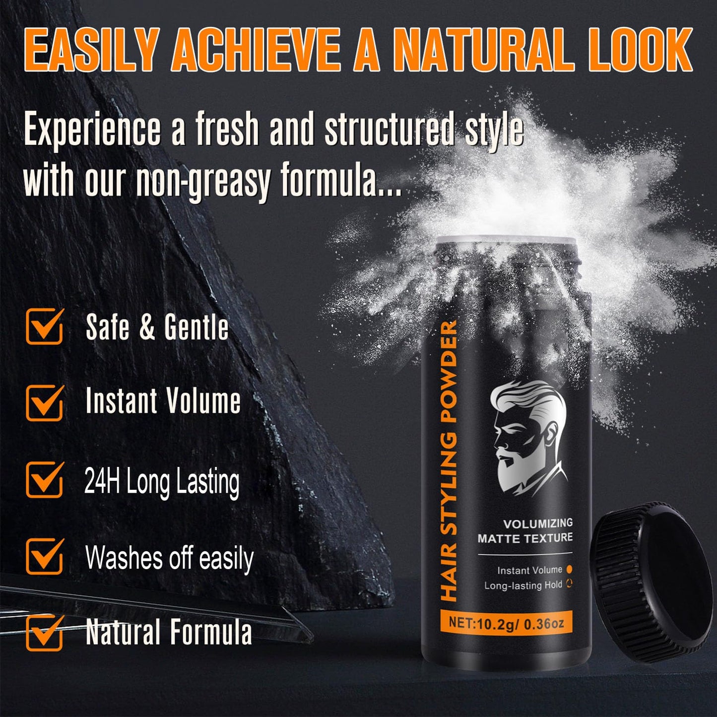 ARCHIDATE Hair Styling Powder for Men and Women, Matte Finish Non-Greasy Hair Texture Powder, Long-Lasting Hold for All Hair Types, Increase Hair Thickness and Volume, Scent Free, No Residue