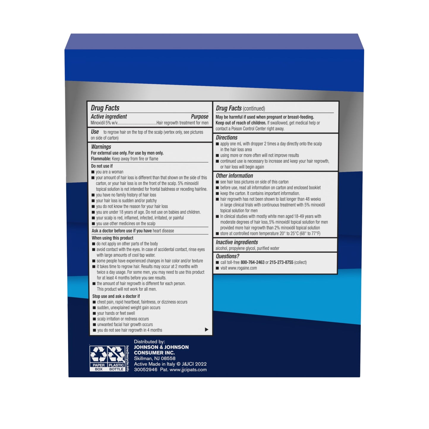 Men’s Rogaine Extra Strength 5% Minoxidil, Topical Solution for Thinning & Hair Loss, Clinically Proven FDA Approved Minoxidil for Men Treatment, Regrow Fuller Hair, 3 Month Supply, 3 Bottles