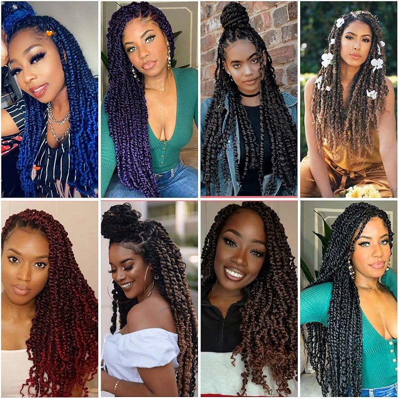 Passion Twist Crochet Hair 18in - 6 Pack Ombre Purple Water Wave for Butterfly Locs T1B/Purple