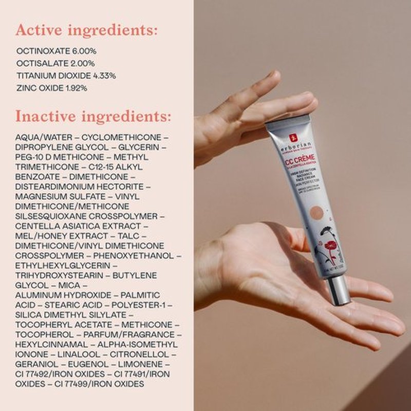 Erborian Color Correcting CC Cream with Centella Asiatica, Fair (Clair) - Light Multi-Purpose Facial Concealer with Illuminating Finish Soothes & Hydrates - SPF Korean Skincare Skin Perfector - 1.5 Oz