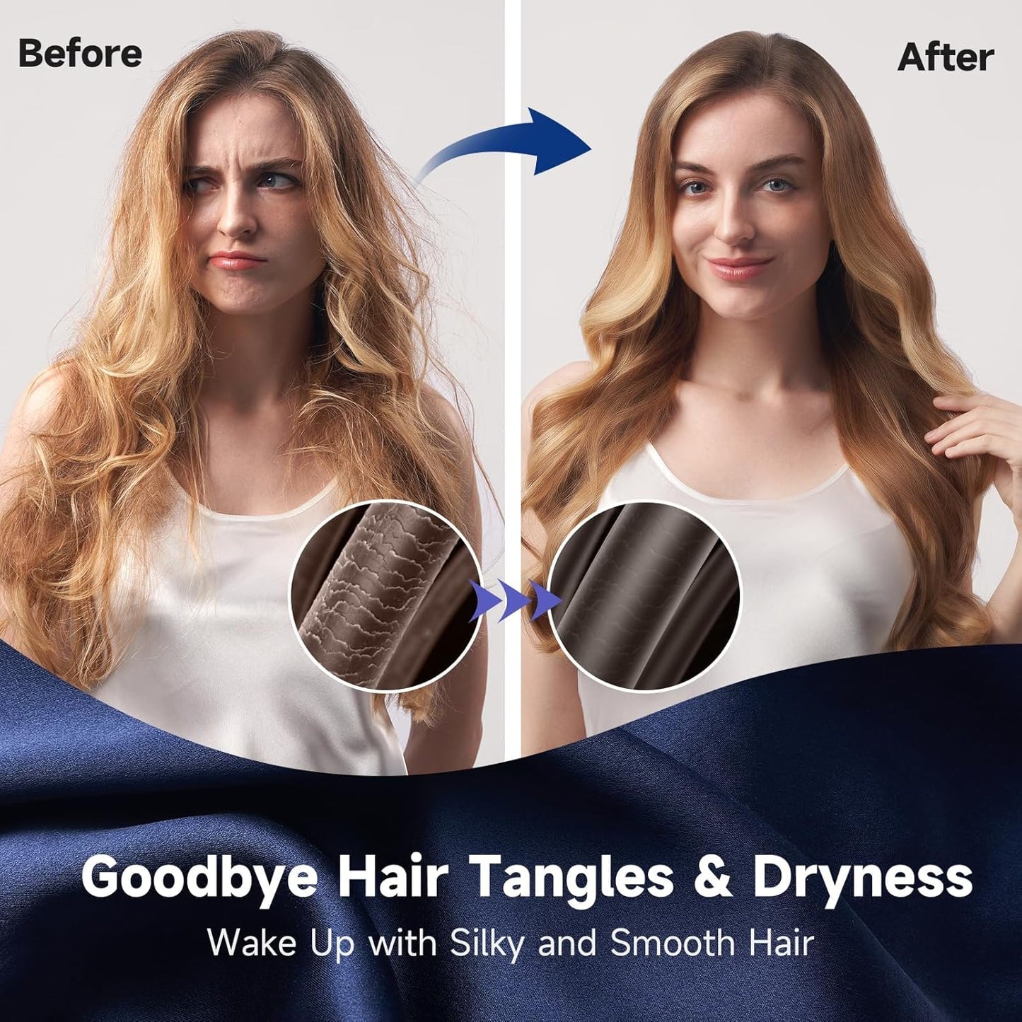 22 Momme Mulberry Silk Bonnet for Women - Double-Sided Non-Slip Sleep Cap for Long Curly Hair, Adjustable Band, Ebony