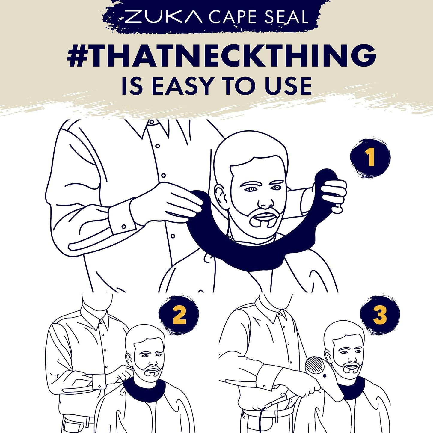 ZUKA Original Cape Seal - Ultimate Neckline Protection - Dry, Comfortable, Sanitary and Safe Choice for Salons (Blue)