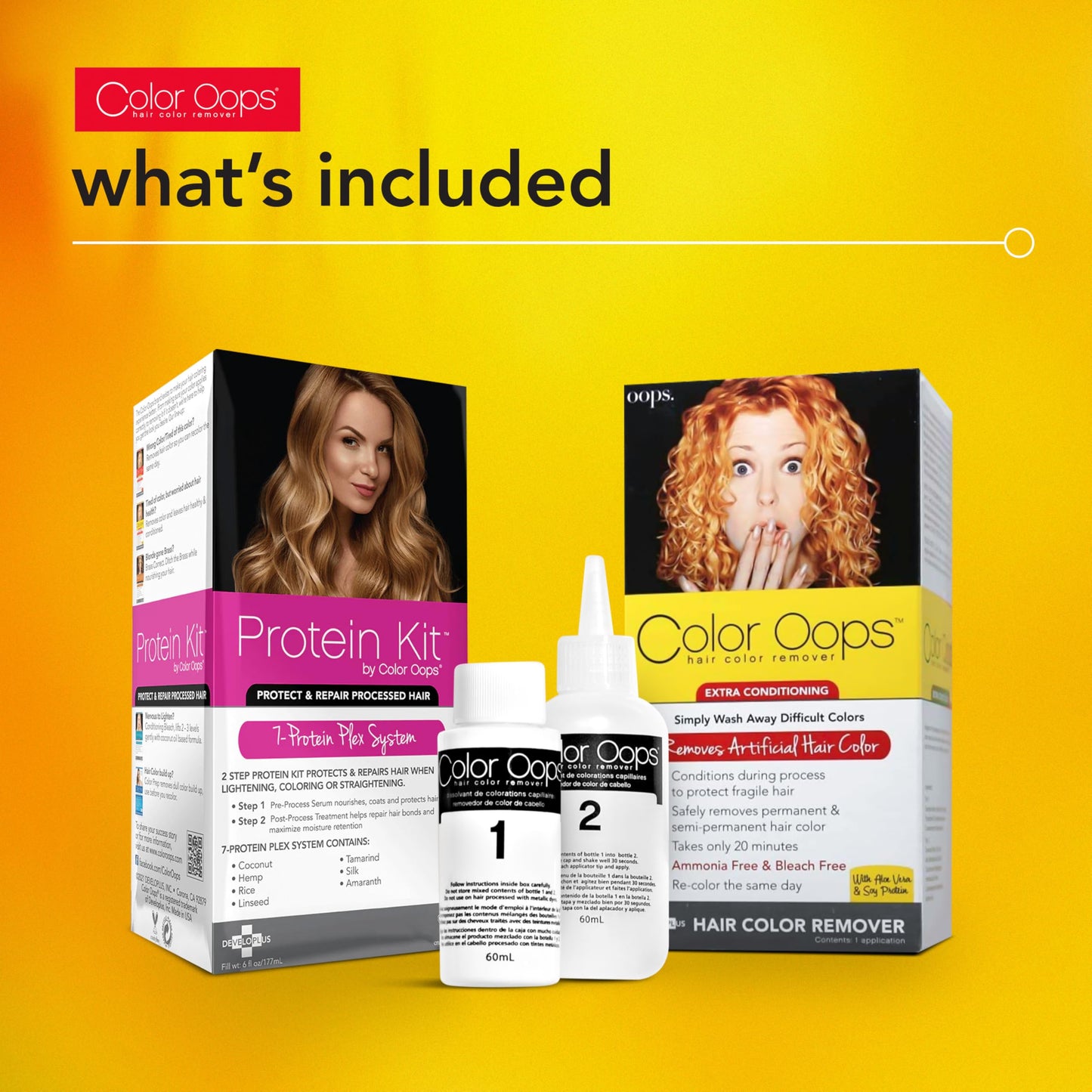 Color Oops Extra Conditioning Hair Color Remover and Protein Kit Bundle, Dye Remover Processes in 20 Minutes, Safely Removes Permanent & Semi-Permanent Dye, Protect & Repair Hair