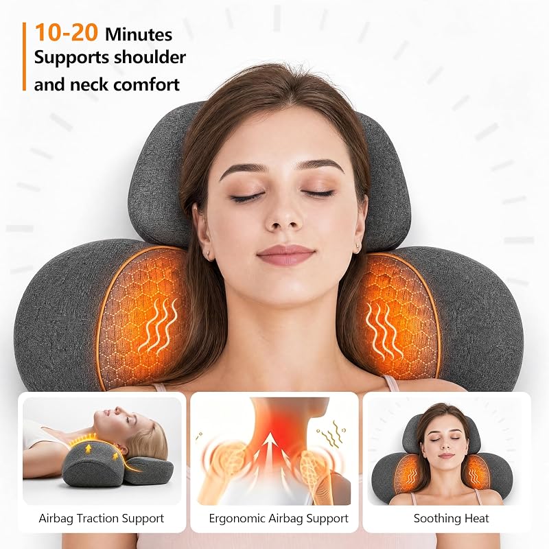 3-in-1 Cordless Neck Massager Pillow with Heat and Airbag Support
