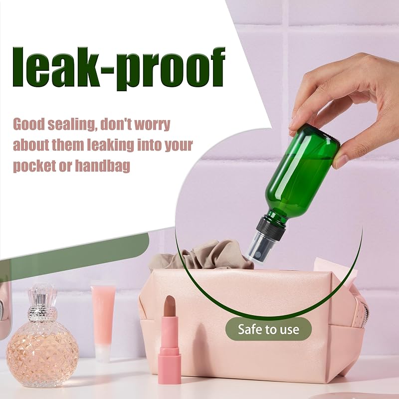 2 oz Glass Spray Bottles Set - Reusable Fine Mist Sprayers, Leak-Proof & Portable (Green, 24pcs) - Skin Care & Perfume