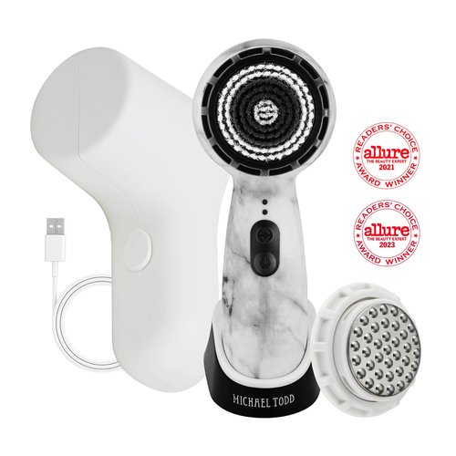 Michael Todd Beauty Soniclear Allure 2024 Best of Beauty Winner Facial Cleansing + Exfoliation Brush System with 3 speeds, Serum Infusion Head + Travel Case