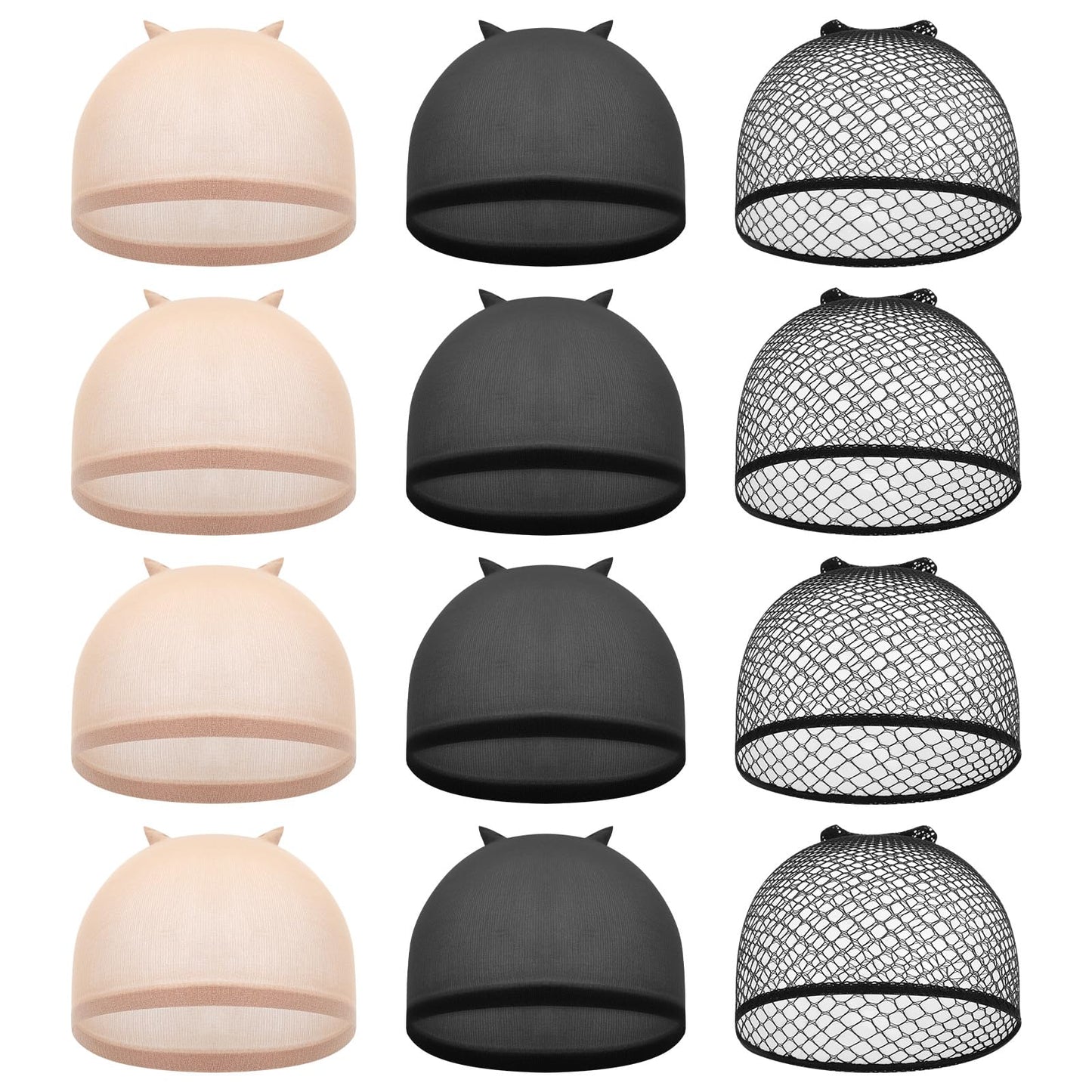 Giantree 6Pcs Non Slip Wig Cap, Wig Cap for Women, Hair Net Wig Grip Cap Liner Weaving Caps, Stretchy Nylon Stocking Caps for Women, Men, Kids (12Pcs)