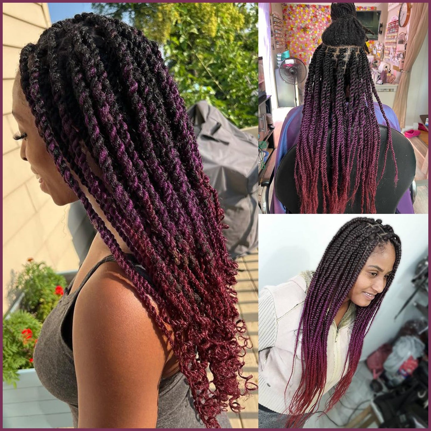 FAYETA Ombre Pre Stretched Braiding Hair, 28''-8 packs Silky Color Blend Braid Hair Extensions, 100% Synthetic Crochet Hair Braids