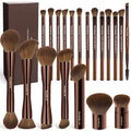 Dark Brown 20 Pcs Makeup Brush Set with Gift Box – Double-Ended Face & Eye Tools