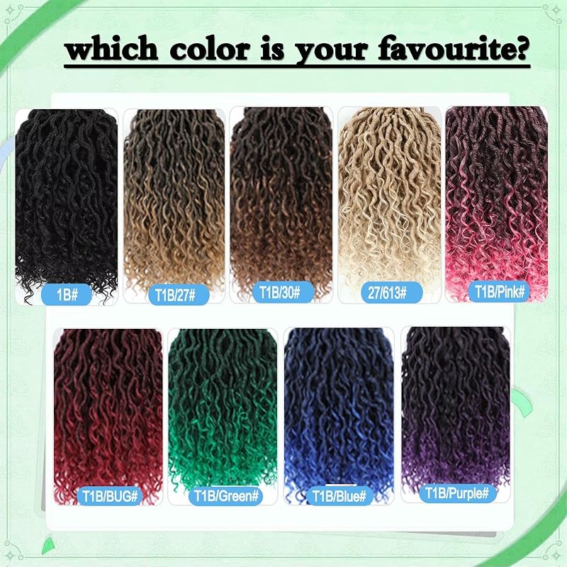 30 Inch Goddess Faux Locs Crochet Hair 8 Packs Pre-Looped River Locs with Curly Ends - Variation 1B+30 Inch