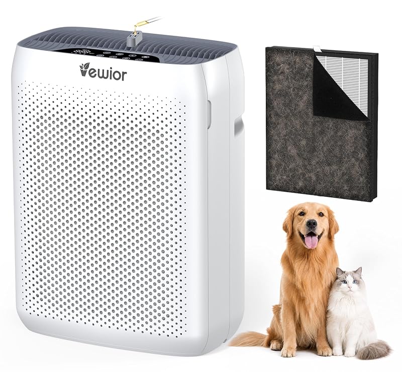 VEWIOR Large Room Air Purifier with Washable Filter, 3000 ft², White