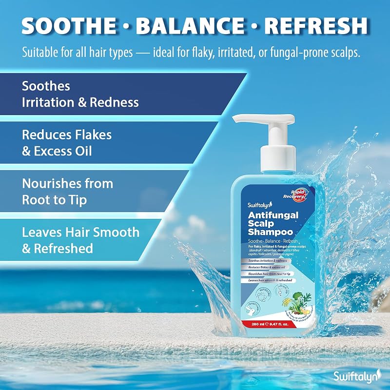 Herbal Fresh Antifungal Shampoo for Dandruff, Seborrheic Dermatitis & Folliculitis – Sulfate-Free Formula
