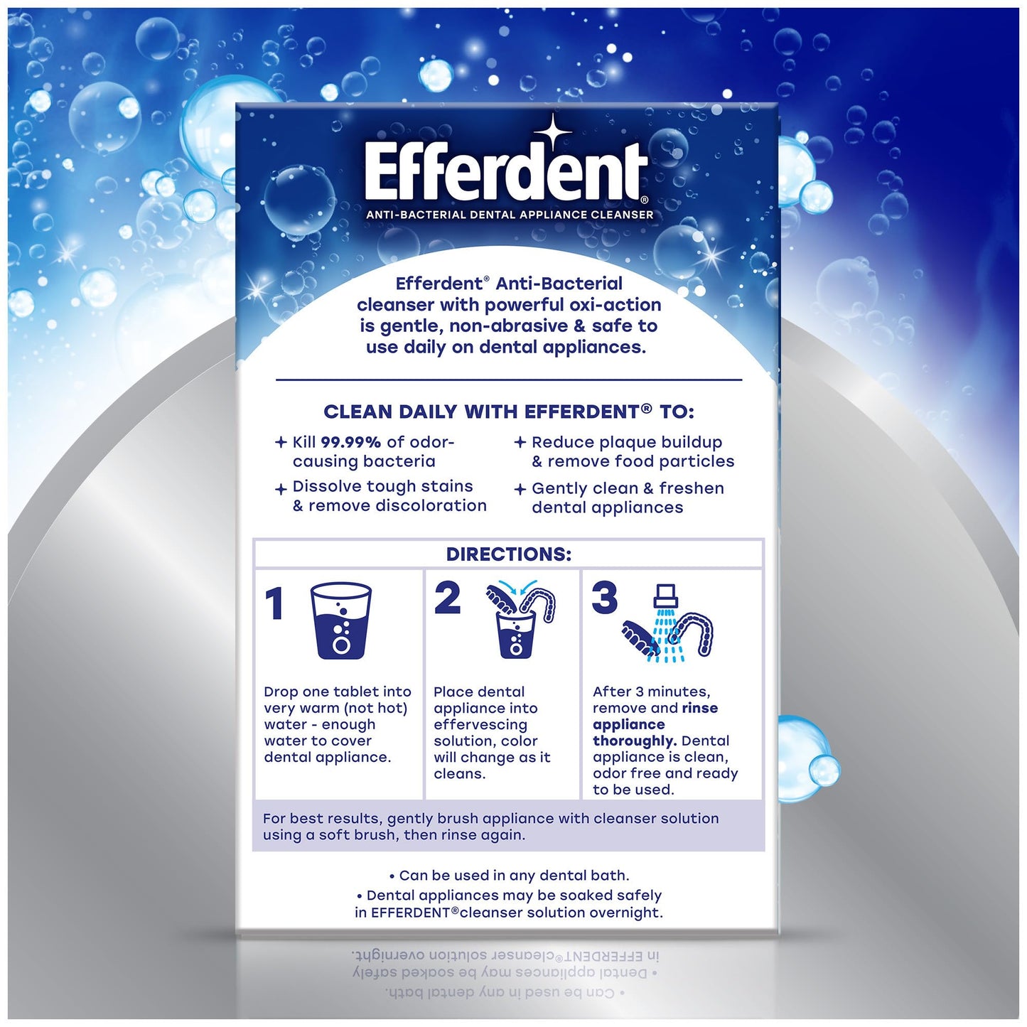 Efferdent Deep Clean, Retainer Cleaning Tablets, Denture Cleanser Tablets for Dental Appliances, 126 Count