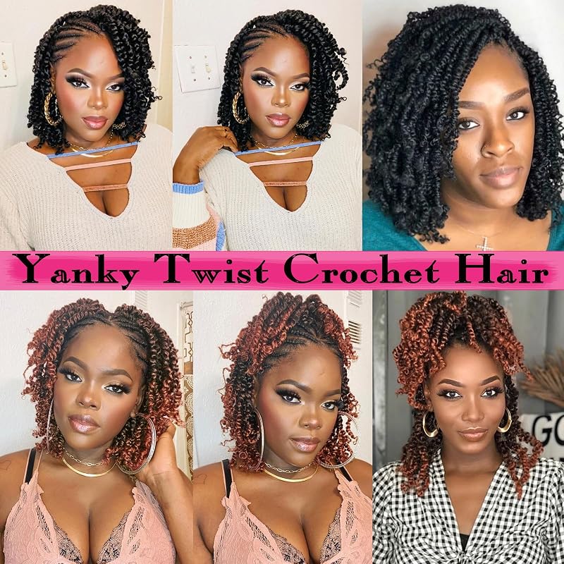 6 Inch Pre-Looped Yanky Twist Crochet Hair - 8 Packs, 240 Strands, Ombre Brown 1B/30#, Variation of THIS listing