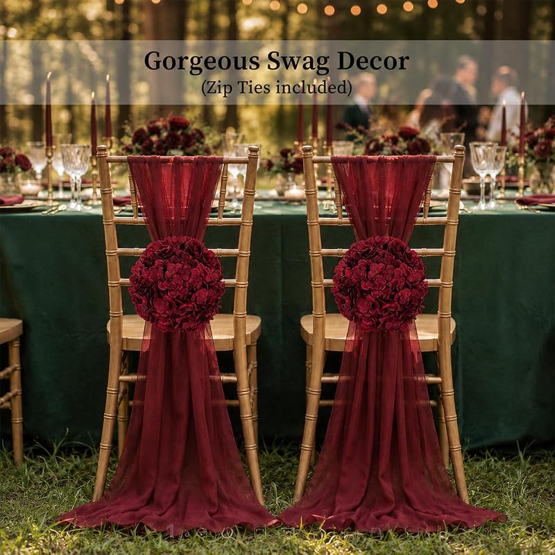 BLOSMON Hydrangea Artificial Flower Ball Centerpieces, 10 Pcs, Burgundy