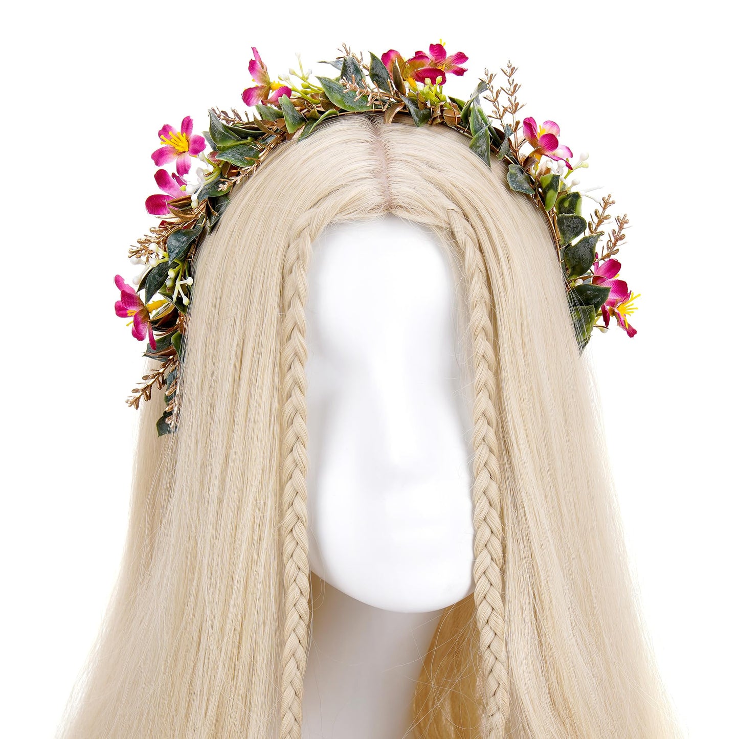 KorViSHOW Rose Purple Flower Crown - Fairy Forest Floral Headband for Women Woodland Floral Girl Headpiece Elf Renaissance Hair Accessory for Girls Women Birthday Wedding Party Photo Props