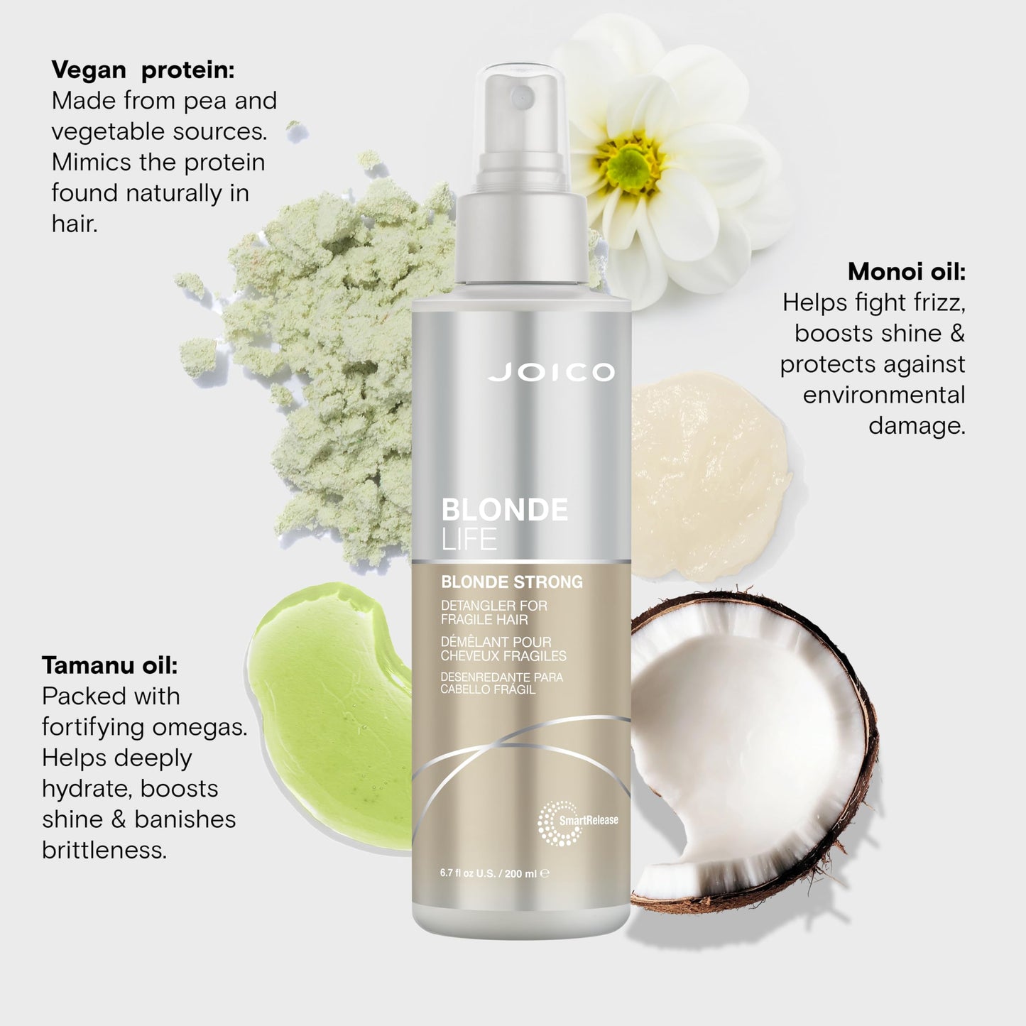 Joico Blonde Life Blonde Strong Conditioning Detangler | For Fragile Blonde Hair | Prevents Split Ends & Breakage | 72 Hour Humidity Protection | 6.7 Fl Oz