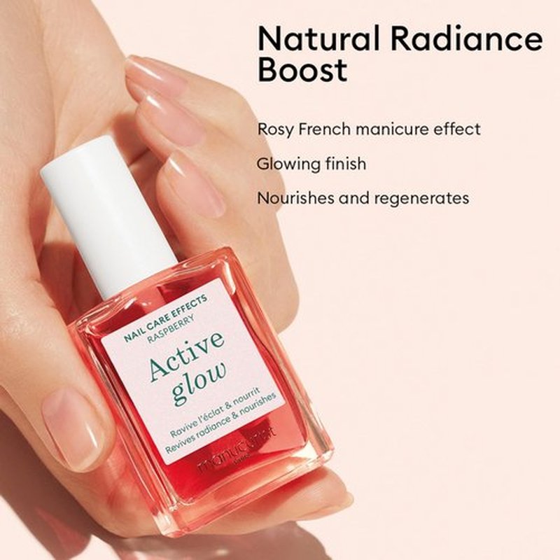 Manucurist Healthy Glow Duo - Active Glow Raspberry (Pink) Repairing Nail Polish Care & Complete Nail & Cuticle Serum - 2 in 1 Nail Strengthener Polish - Plant-Based Formula - Beauty Gift for Women