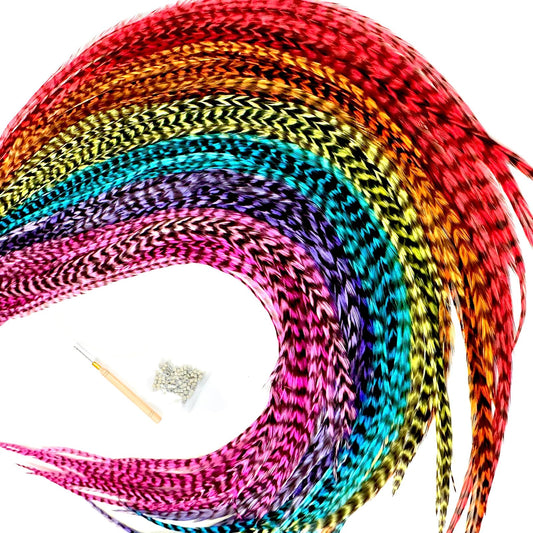 Feather Hair Extensions Kit Feathers for Hair Strand Hair Extensions Clip in Extensions Colorful Hair Strands Hair Extensions for Women 50PCS