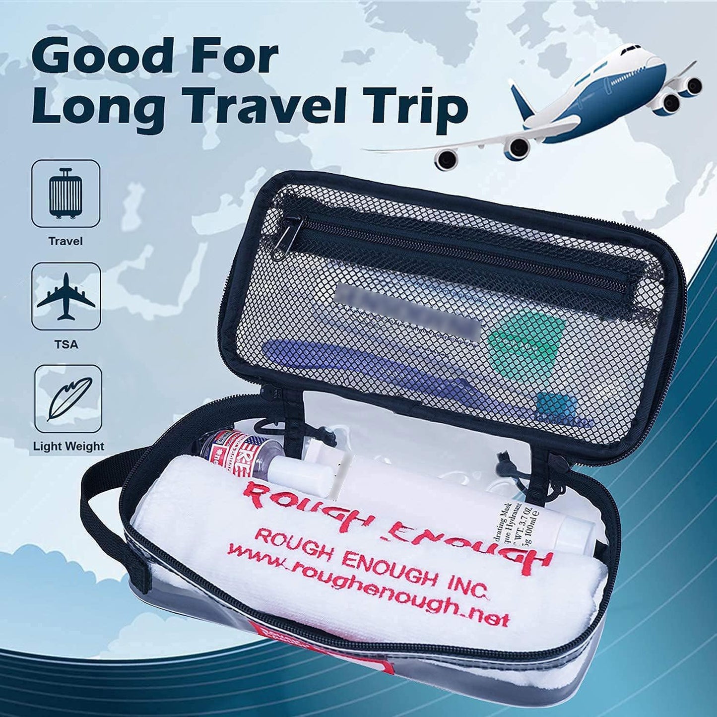 Rough Enough Clear Travel TSA Approved Toiletry Bag Small Toothbrush Case Shaving Kit Organizer Pouch for Women Men