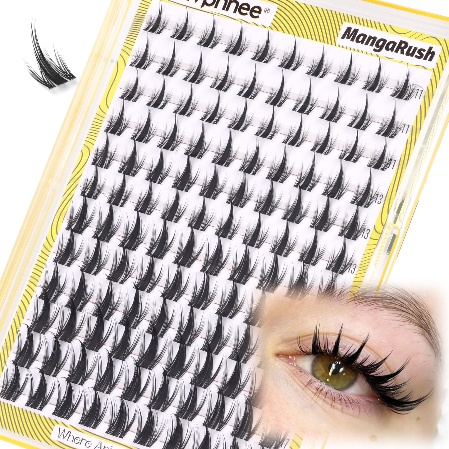 Manga Lash Clusters Anime Eyelash Clusters Spiky Individual Lash Extensions Natural Fairy Cluster Lashes 120 Pcs 11-17MM CC-Curly Cluster Eyelash Extensions Wispy DIY Lash at Home by Mavphnee