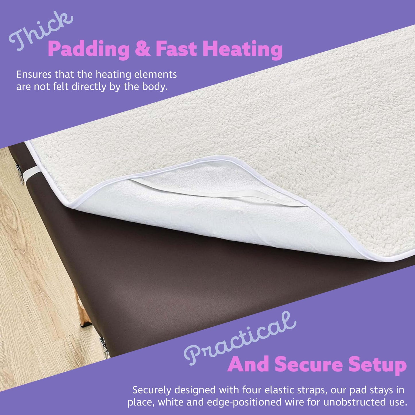 Massage Table Warmer Heating Pad – 71"x31" Heated Massage Pad with Adjustable Temperature (104°F–131°F), Auto Shut-Off, Sherpa Fabric, Ideal Massage Blanket & Bed Warmer for Table Use