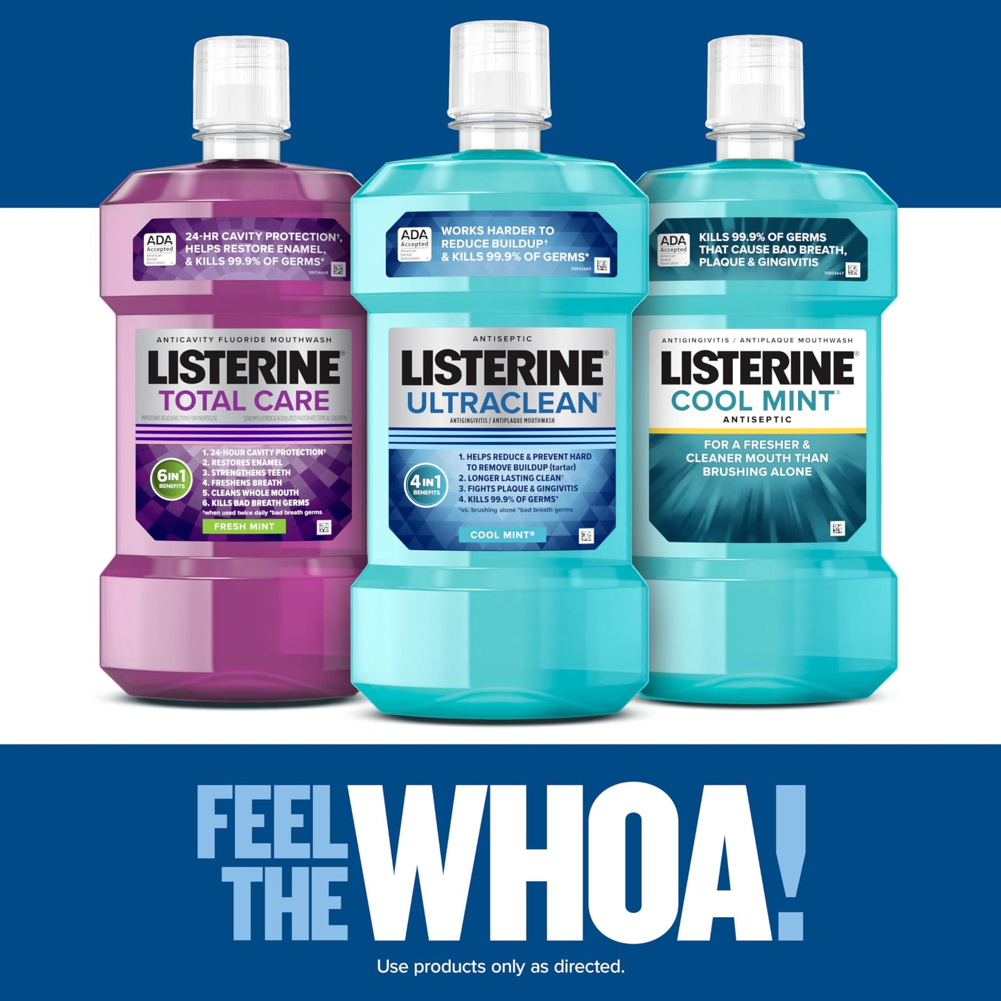 Listerine Ultraclean Oral Care Antiseptic Mouthwash, Everfresh Technology to Help Fight Bad Breath, Gingivitis, Plaque & Tartar, ADA-Accepted Tartar Control Oral Rinse, Cool Mint, 1 L